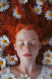 Beauté tranquille dans un océan de fleurs sur Poster Art Shop