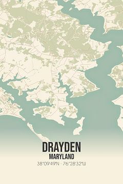 Vintage landkaart van Drayden (Maryland), USA. van MijnStadsPoster
