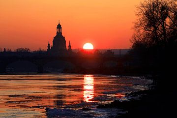Frauenkirche Dresden, malerischer Winterabend
