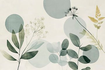 Delicate bladeren en zachte kleuren in harmonie van Poster Art Shop