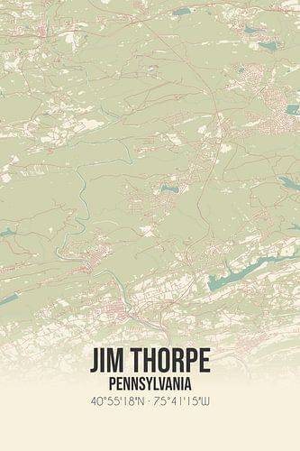Alte Karte von Jim Thorpe (Pennsylvania), USA.
