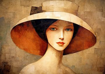 Woman with Hat 52.8 by Blikvanger Schilderijen