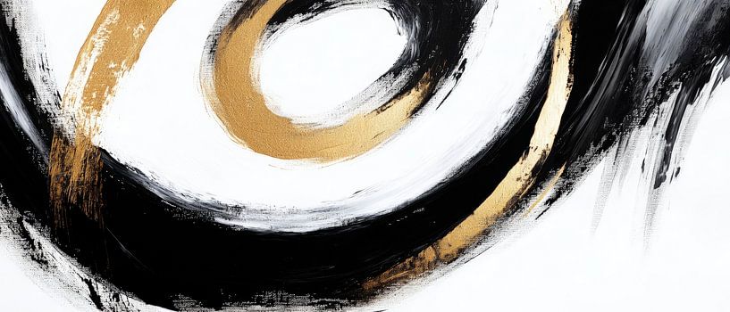 Zwarte en gouden spiraal - Abstract van Poster Art Shop