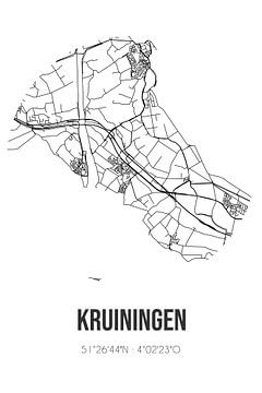 Kruiningen (Zeeland) | Karte | Schwarz und weiß von Rezona