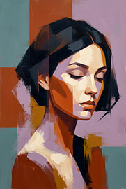 Portrait féminin moderne « Sérénité » (abstrait) sur Zala Creative