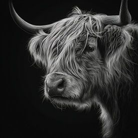Portrait d'un montagnard écossais dans un style monochrome détaillé sur But First Framing