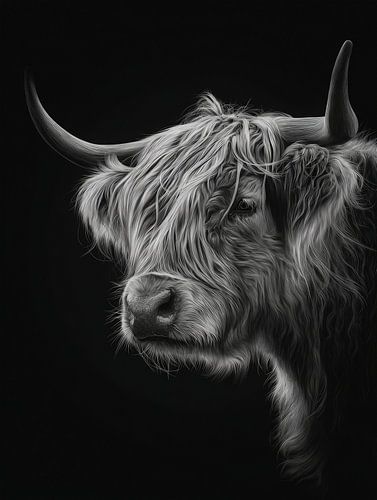 Portrait d'un montagnard écossais dans un style monochrome détaillé