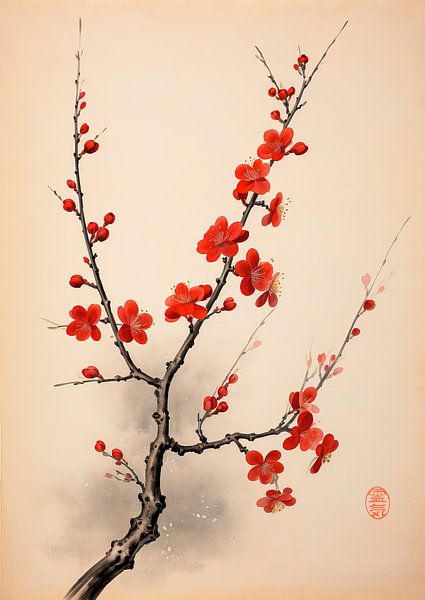 Sakura in Aquarell von Peet de Rouw