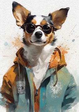 dog oil painting by widodo aw
