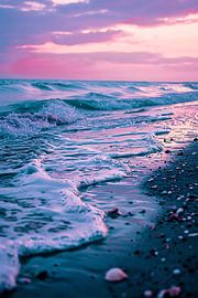 Wavy beach at sunrise by Art & Soul Creations