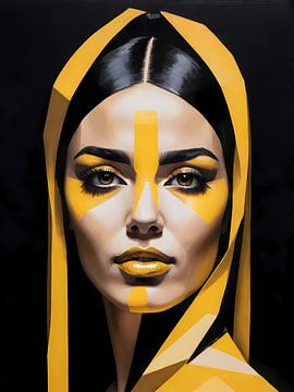 Pop Art Vrouwenportret Abstract Geometrische Kunst