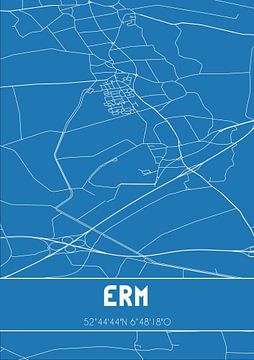Blauwdruk | Landkaart | Erm (Drenthe) van MijnStadsPoster