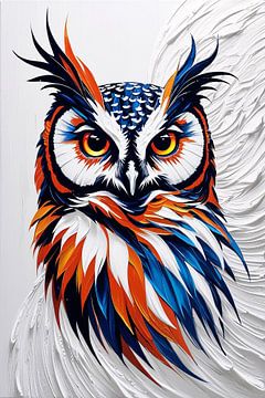 Kleurrijke moderne uil schildering van Art & Soul Creations