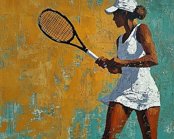 Sportliche Frau in Tennis-Aktionen