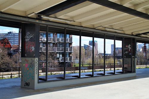 Hofbogen Rotterdam railway station in the background the Statendam Binnenrotte Rotterdam
