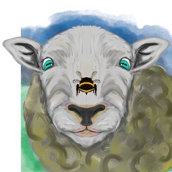 Grappig schaap en bij