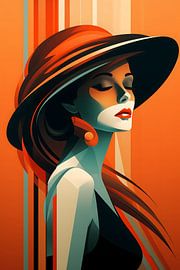 Art Deco vrouwenportret illustratie minimalistisch #3 van Skyfall