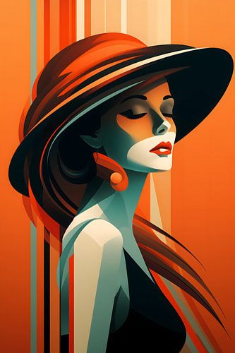 Art Deco vrouwenportret illustratie minimalistisch #3