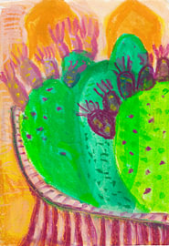 Des cactus dans un bocal rayé sur Marieke Wouters