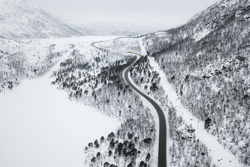 Winding road through a winter landscape by Martijn Smeets