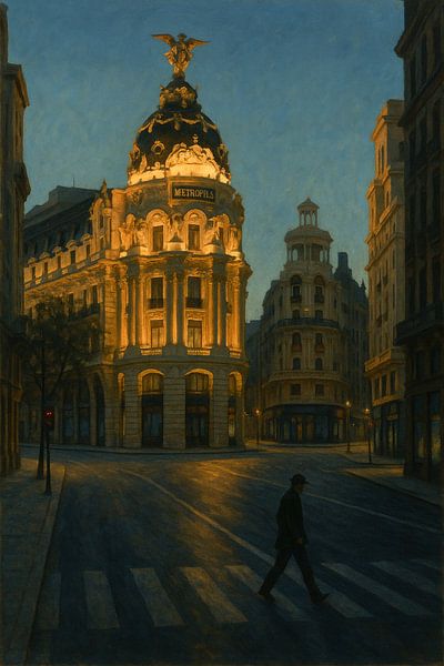 Gran Vía at Sunset – Golden Light over Madrid’s Iconic Avenue by Travel Shop