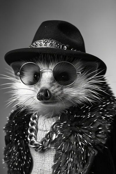 Hérisson stylé en tenue cool et lunettes de soleil par Poster Art Shop