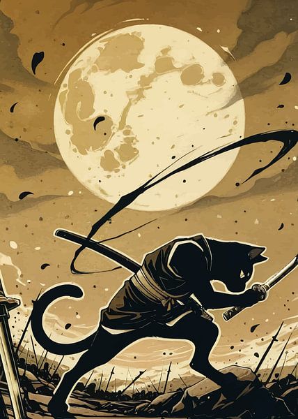 Schwarze Katze Samurai von MIROKKU