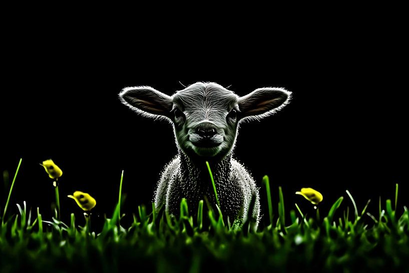 Mignon agneau parmi les fleurs par Imperial Art House