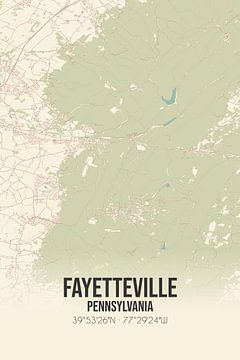 Vieille carte de Fayetteville (Pennsylvanie), USA. sur Rezona