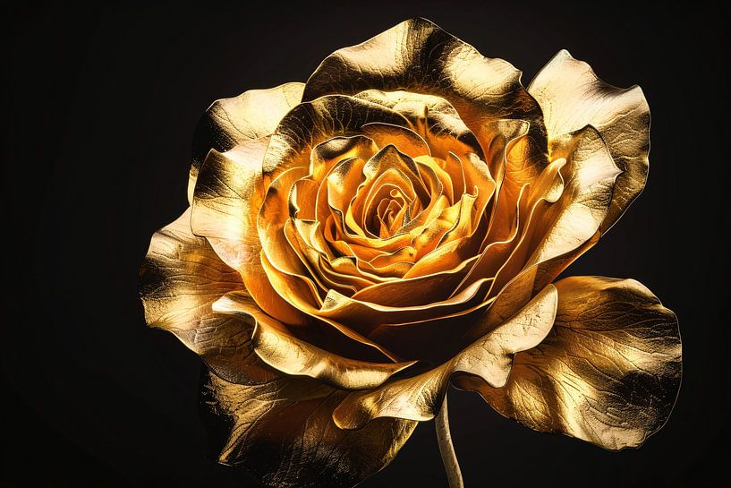 Gilded Rose against a Black Background by Art & Soul Creations