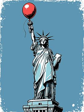 Lady Liberty mit einem roten Luftballon von Markus Gann