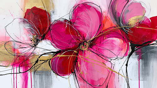 Bright pink and red flowers