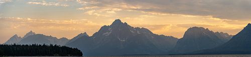 Grand Teton National Park, USA, zonsondergang Jackson Lake