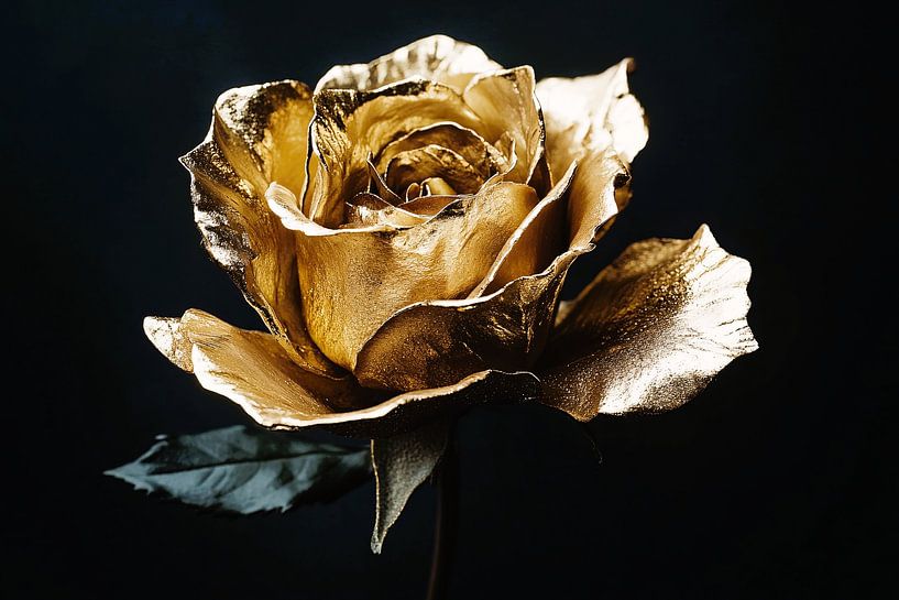 Goldene Rose auf dunklem Hintergrund von Art & Soul Creations