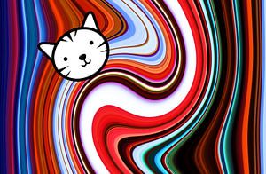 Komische Katze (Rot und Blau)