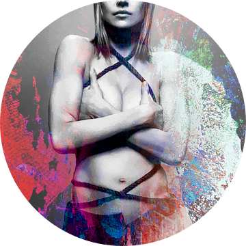Madonna  Abstract Portret Rood Blauw Wit van Art By Dominic