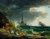 Sturm an einem Mittelmeerhafen, Claude-Joseph Vernet von Meisterhafte Meister Miniaturansicht
