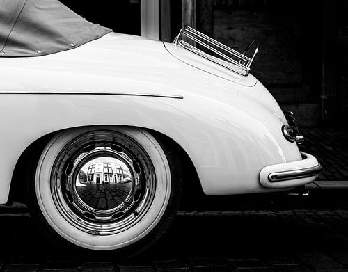 Classic car detail in black and white