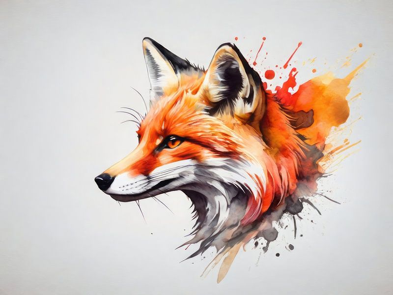 Fuchs-Aquarelle von Henk van Holten