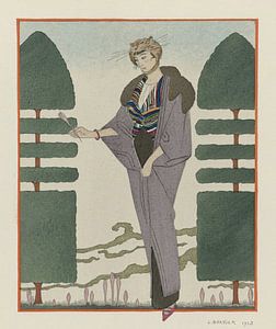 George Barbier – Les Colchiques ; Manteau de voyage de Paquin (1914)