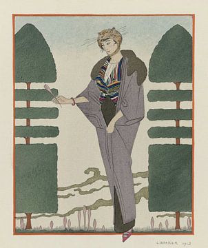 George Barbier - Les Colchiques ; Manteau de voyage de Paquin (1914) van Peter Balan