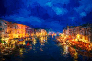 Gouden en blauwe nacht in Venetië van Joseph S Giacalone Photography