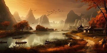 Herbstlandschaft in Asien von Surreal Media