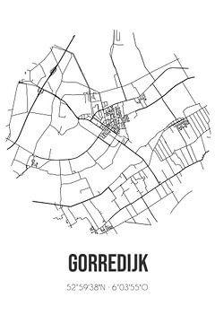 Gorredijk (Fryslan) | Landkaart | Zwart-wit van Rezona