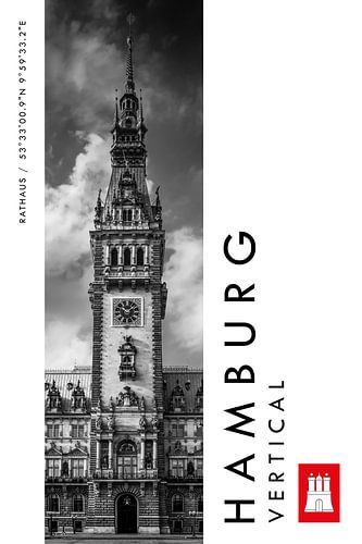 Hamburg verticaal stadhuis (zwart-wit)