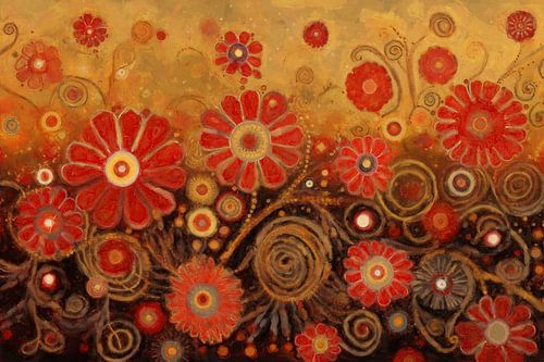Fleurs rouges sous le soleil d'automne