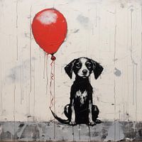 Hund mit Luftballon