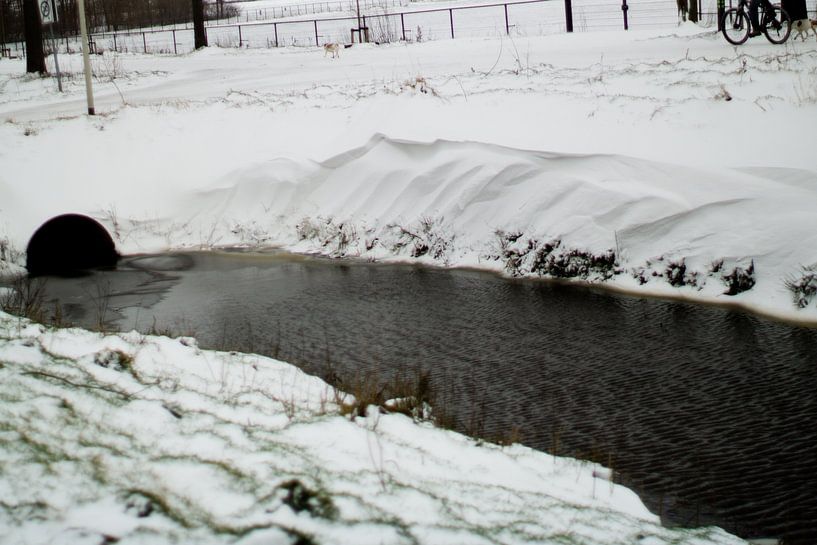 Pile of snow long ditch by Wies Van Erp