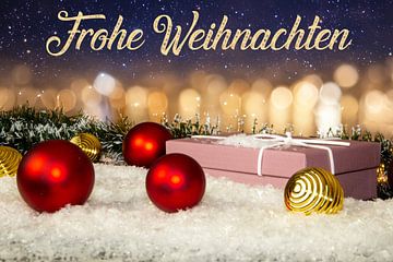 Weihnachtskarte mit Weihnachtsgrüßen und weihnachtlicher Dekor von Udo Herrmann