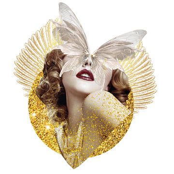 Vrouw van Goud in retro stijl van Collage Aday